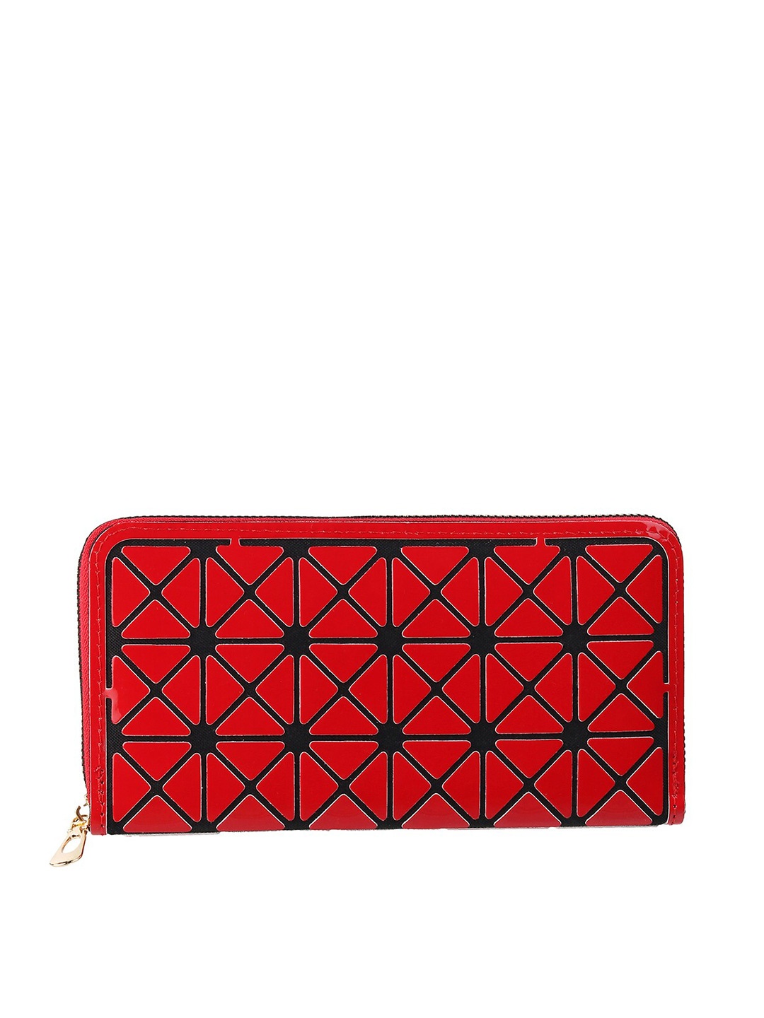 

WALKWAY by Metro Women Red & Black Abstract Textured Zip Around Wallet