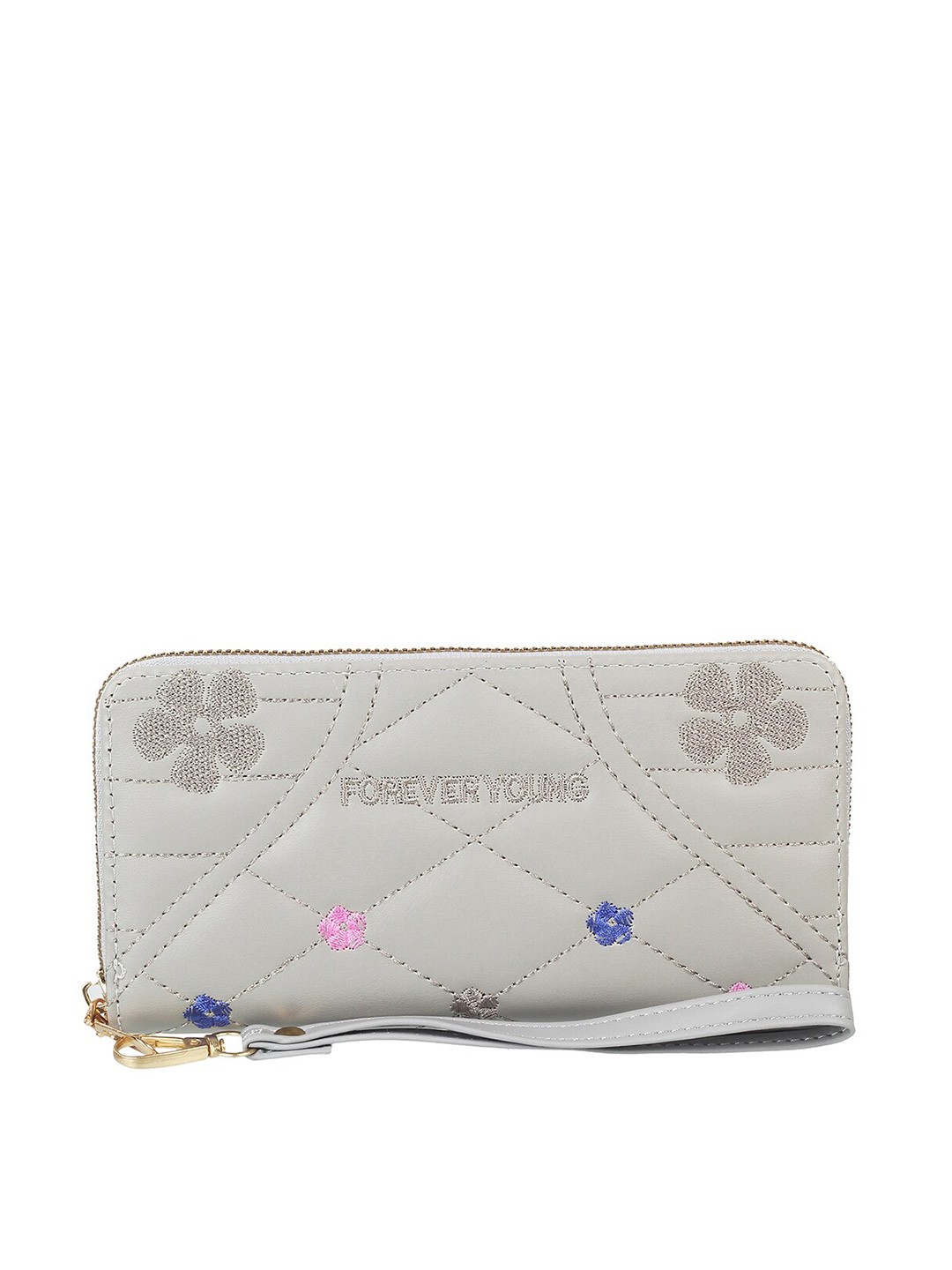 

WALKWAY by Metro Women Grey Geometric Textured Zip Around Wallet