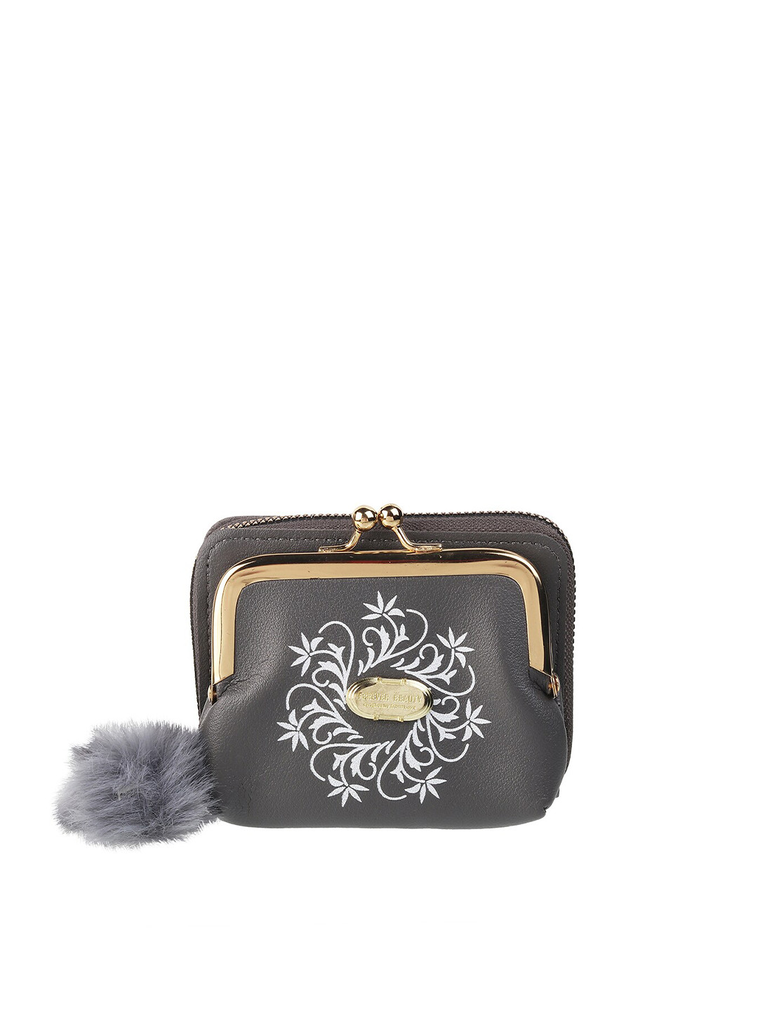 

WALKWAY by Metro Women Grey & White Floral Printed Zip Around Wallet
