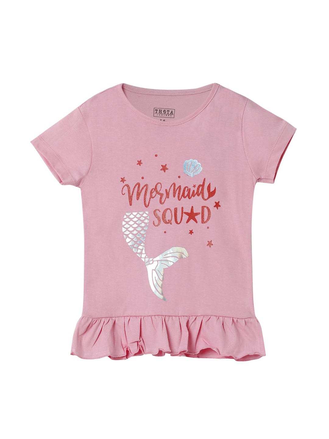 

THETA Pink Print Round Neck Pure Cotton Top