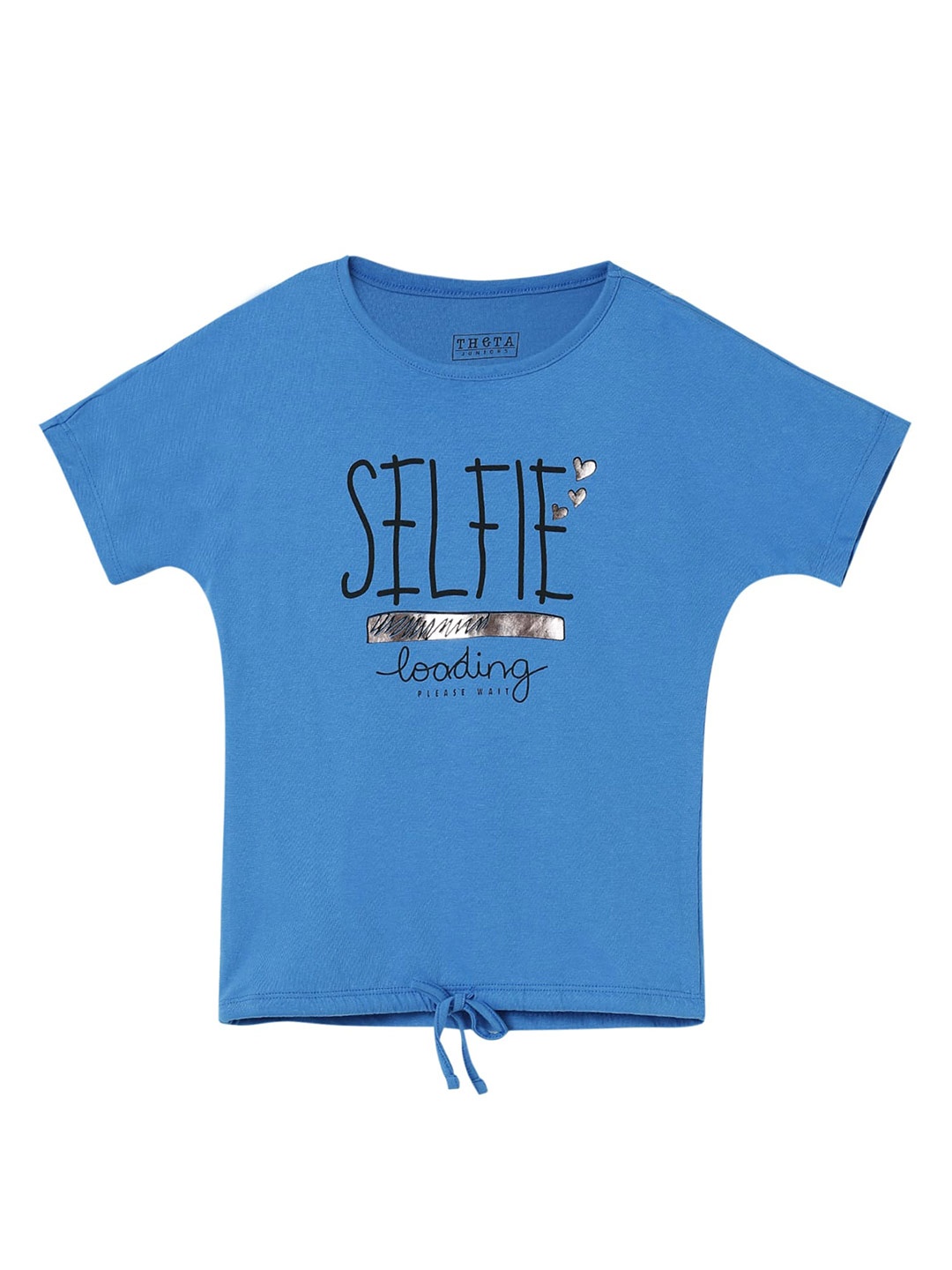 

THETA Blue Print Round Neck Pure Cotton Top