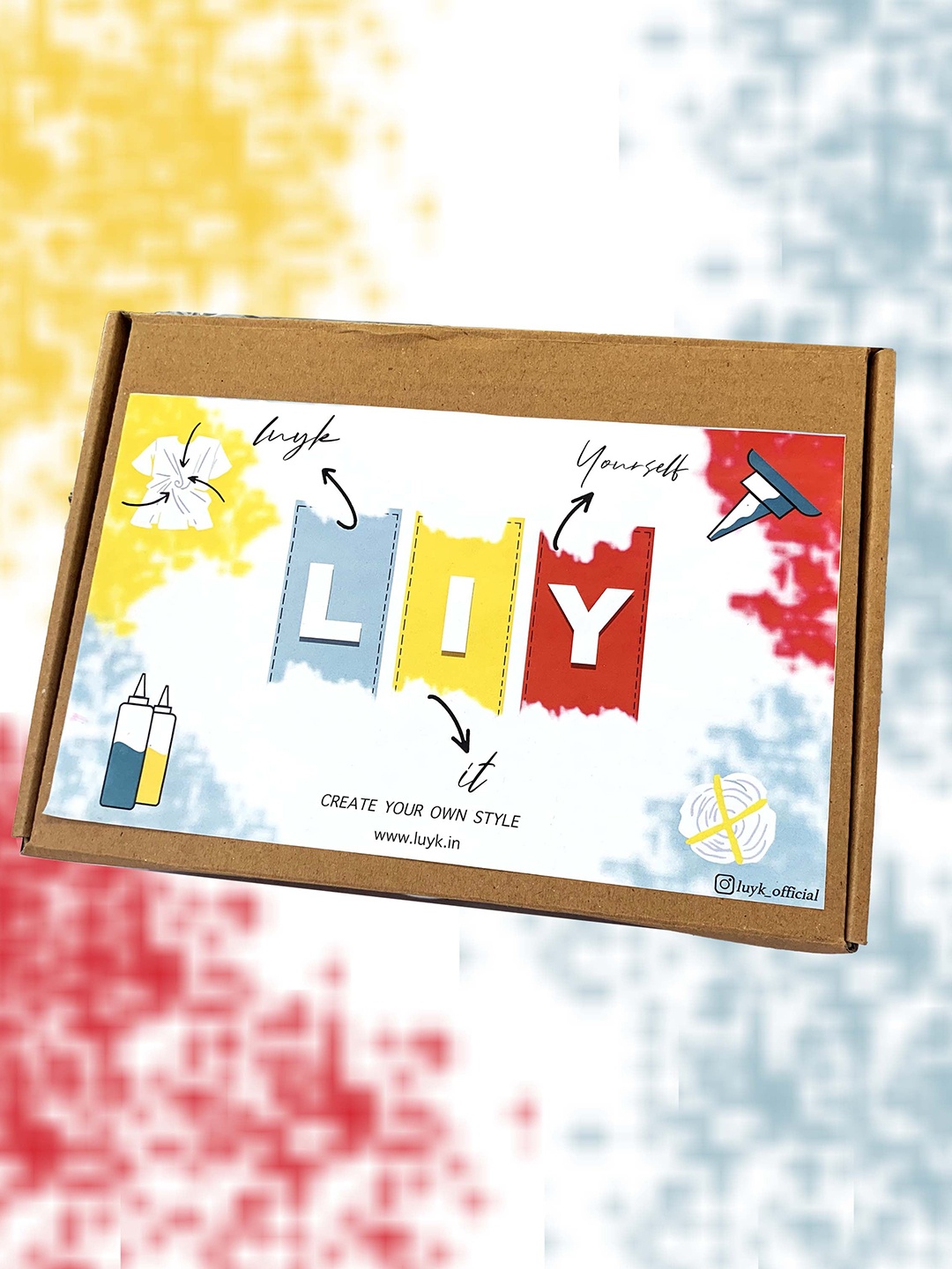 

luyk Kids Red & White Tie & Dyed DIY Night Suit Kit, Navy blue