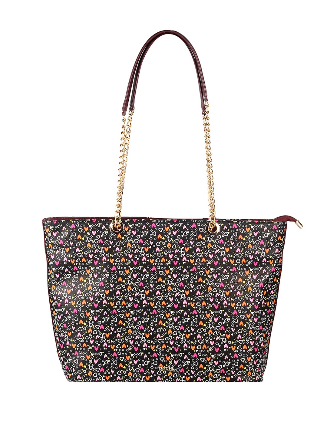 

Mochi Black Geometric Printed Structured Shoulder Bag