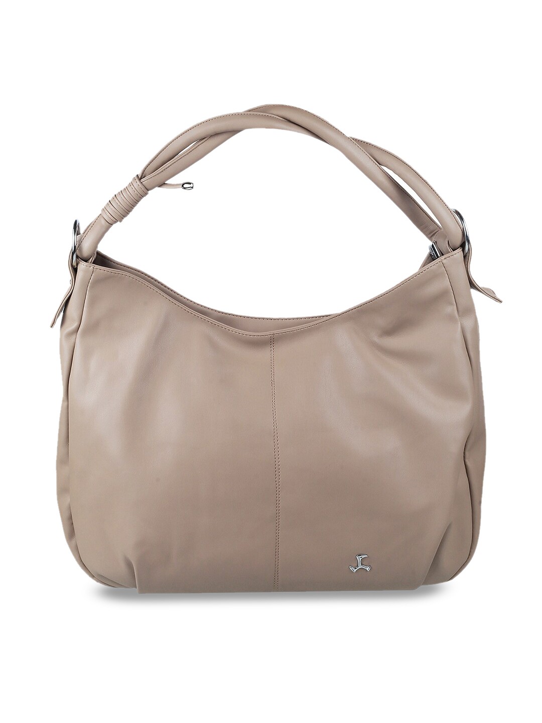 

Mochi Women Beige PU Structured Hobo Bag