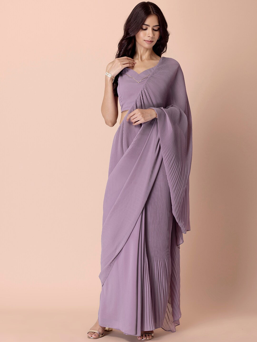 

INDYA Women Mauve Saree