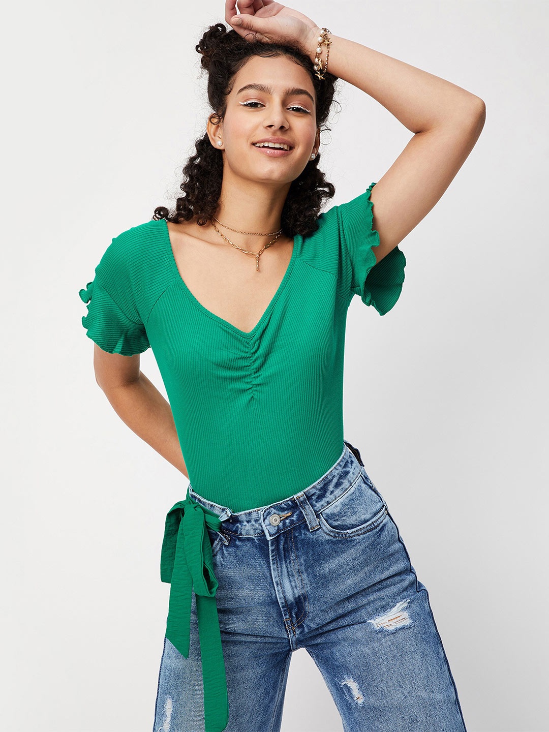 

max Raglan Sleeves Regular Top, Green