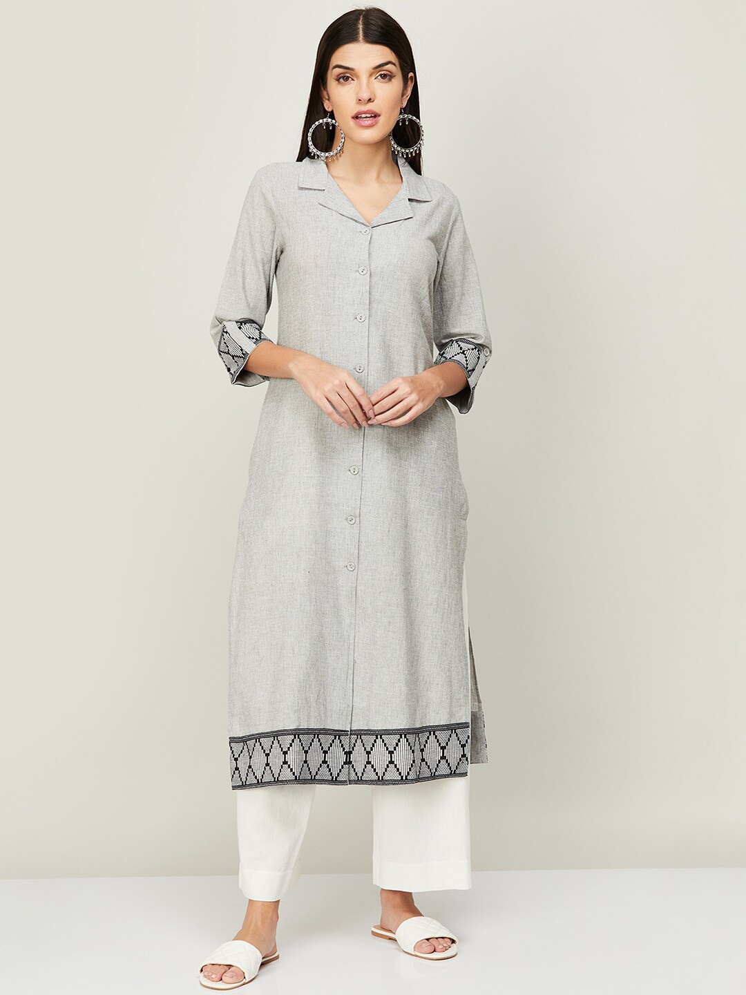 

Melange by Lifestyle Women Grey & Black Kurta