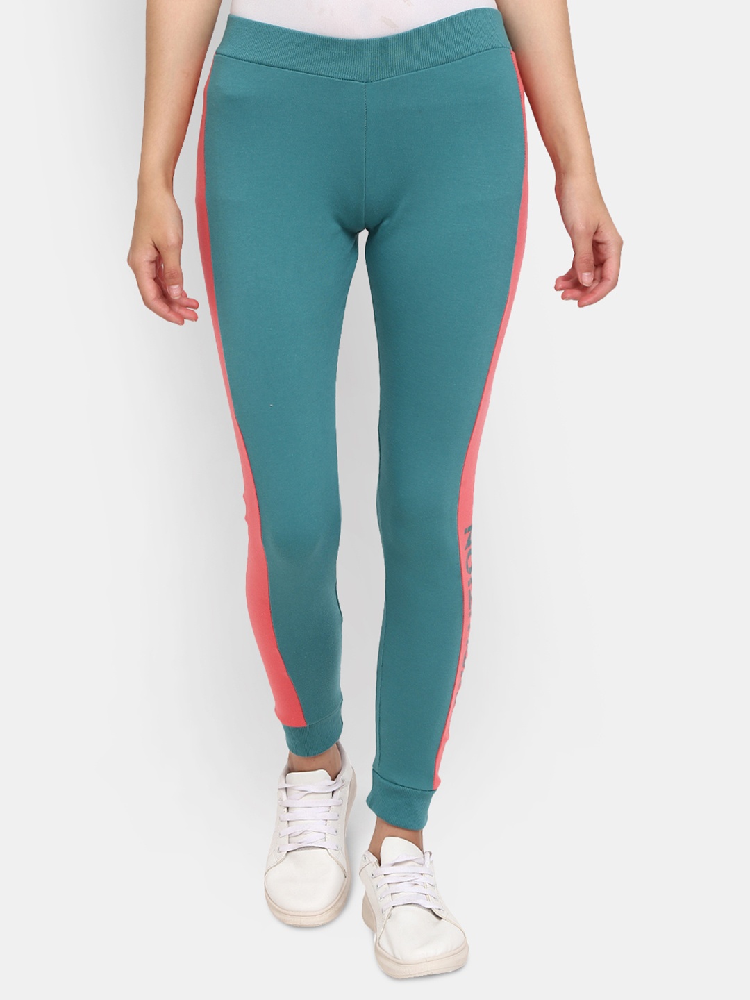 

V-Mart Women Teal Blue Solid Pure Cotton Jogger