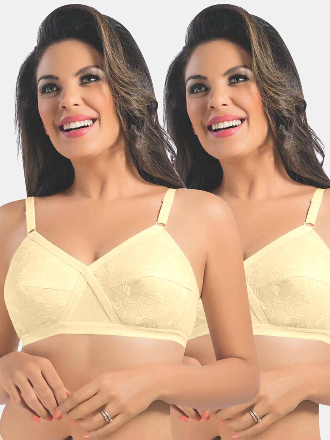 

Sonari Nude-Coloured Floral 2 Everyday Pure Cotton Bra uniqueskinskin32D