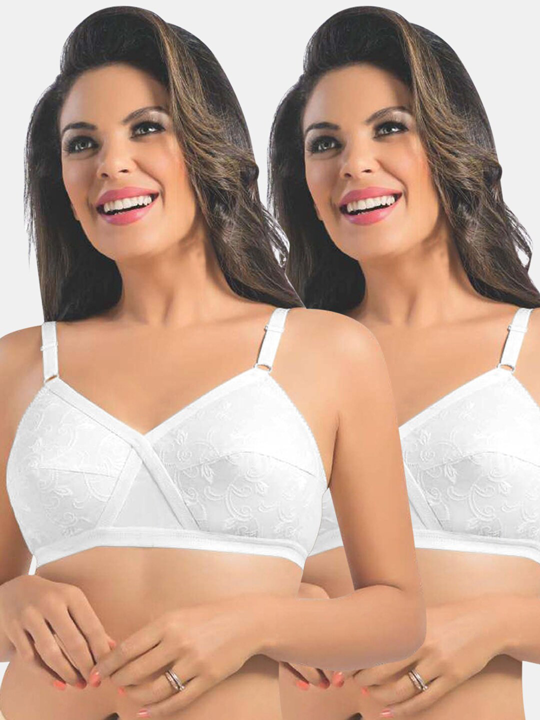 

Sonari White Floral 2 Everyday Pure Cotton Bra uniquewhitewhite32C