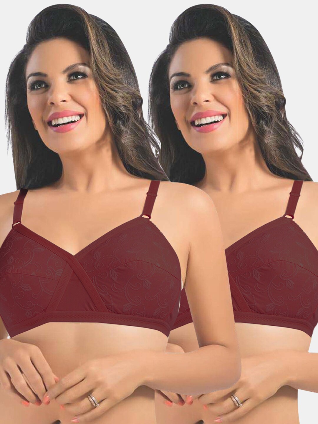 

Sonari Maroon Floral 2 Everyday Pure Cotton Bra uniquemaroonmaroon32C