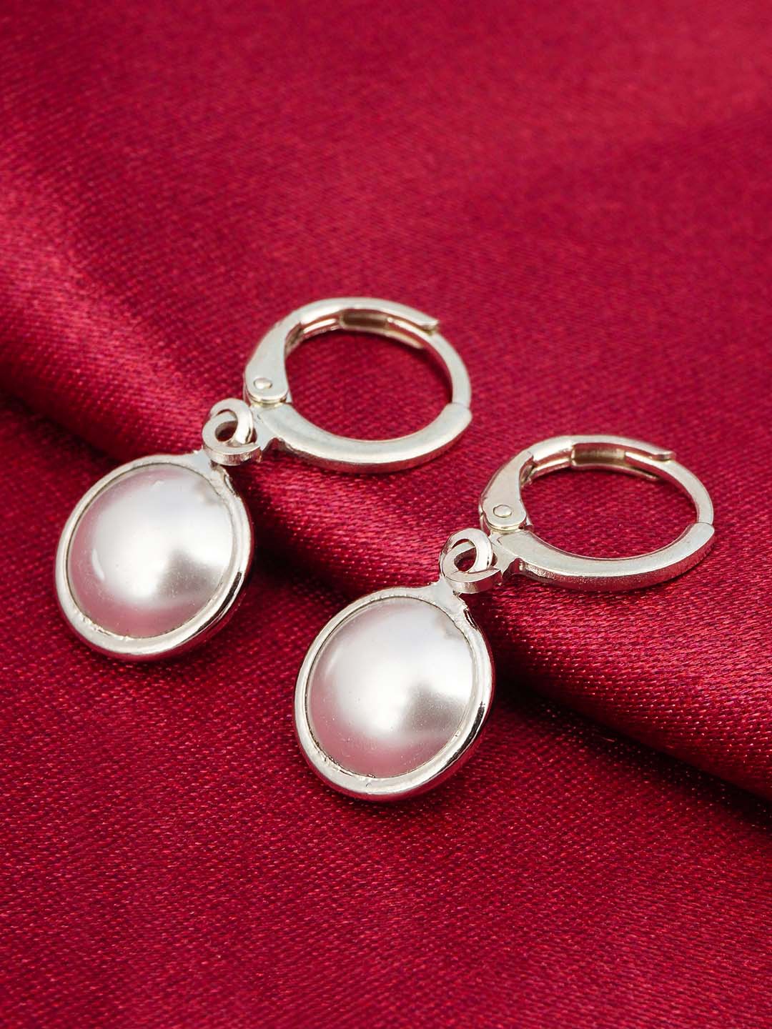 

Emmie White Silver Pearl Circular Drop Earrings