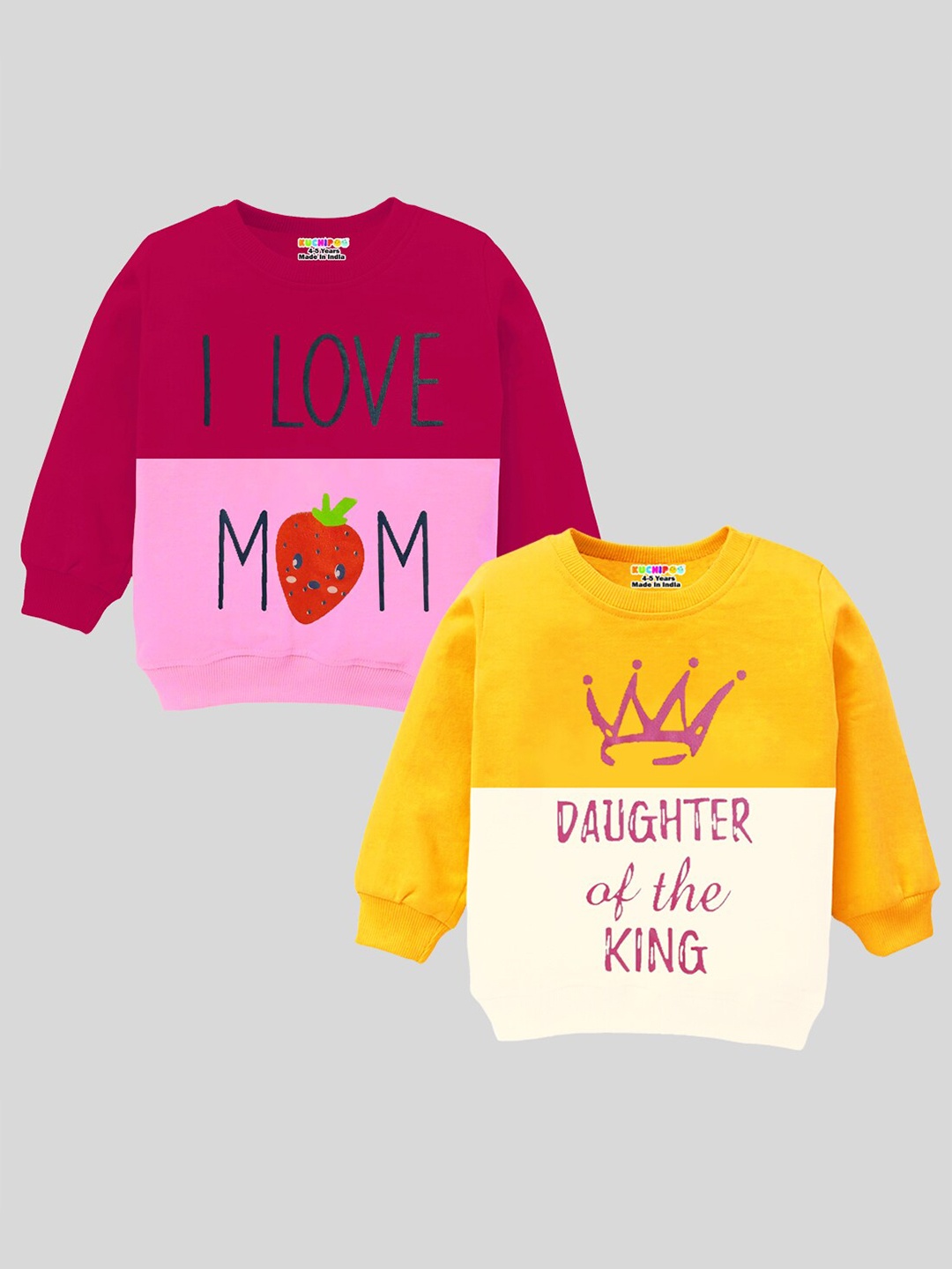 

KUCHIPOO Girls Pink Printed Sweatshirt