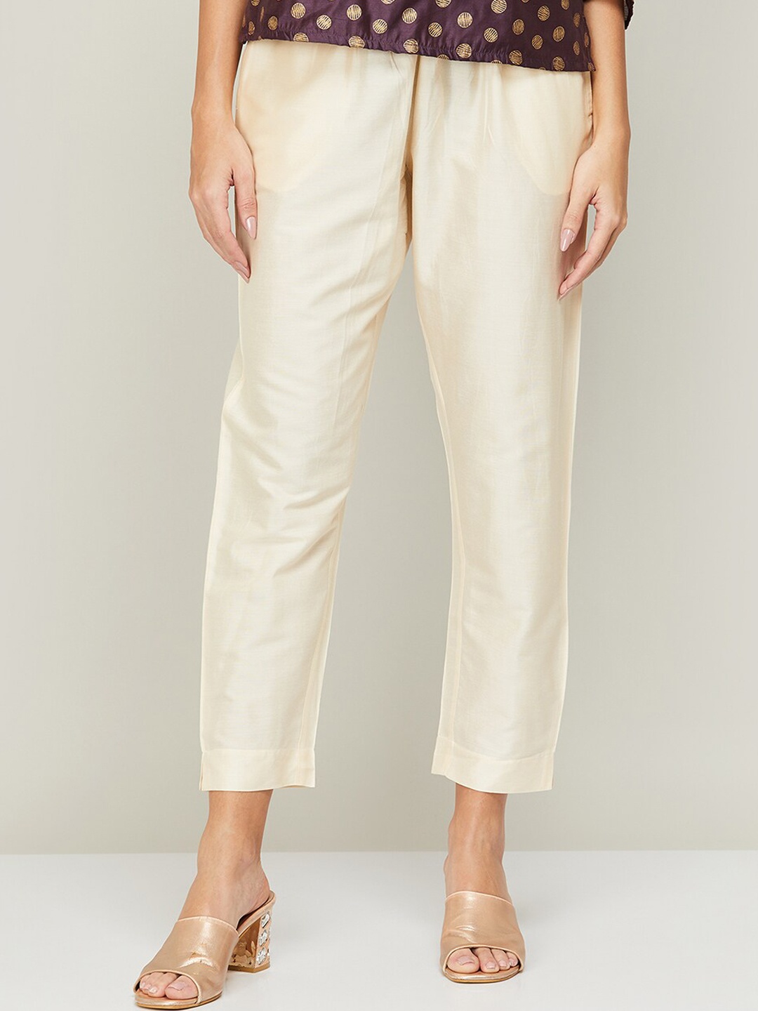 

Melange by Lifestyle Women Regular Fit Cropped Trouser, Off white