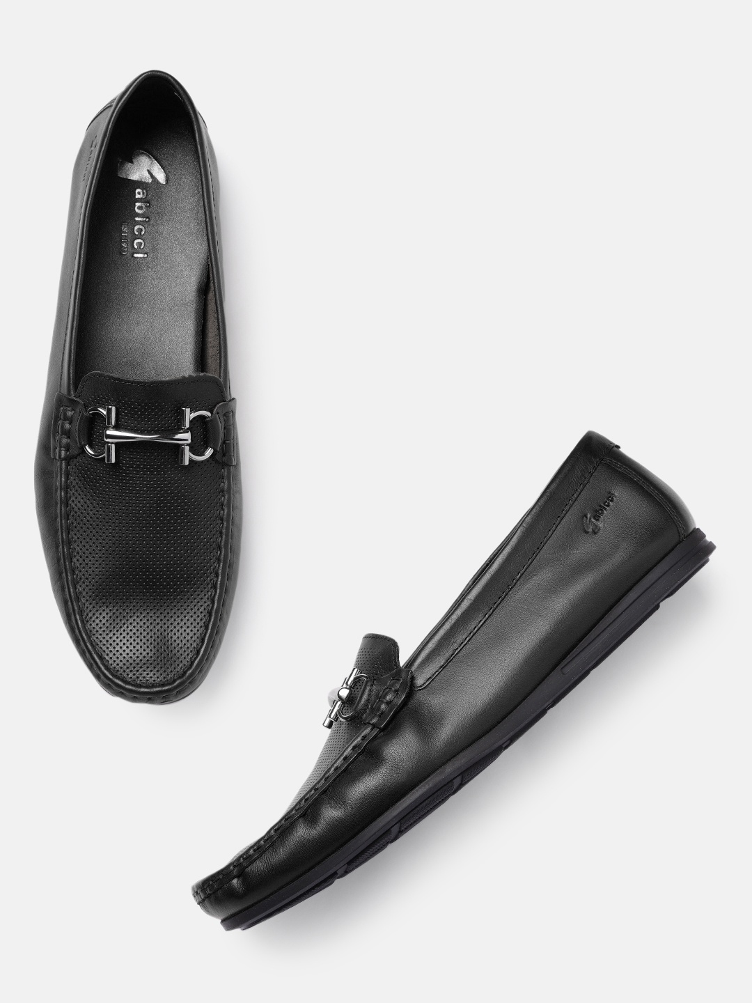 

GABICCI Men Black Textured Leather Loafers