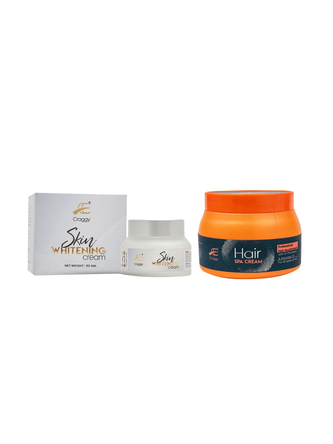 

Craggy Cosmetic Set of Skin Whitening Cream 50g & Hair Spa Cream 500g, White