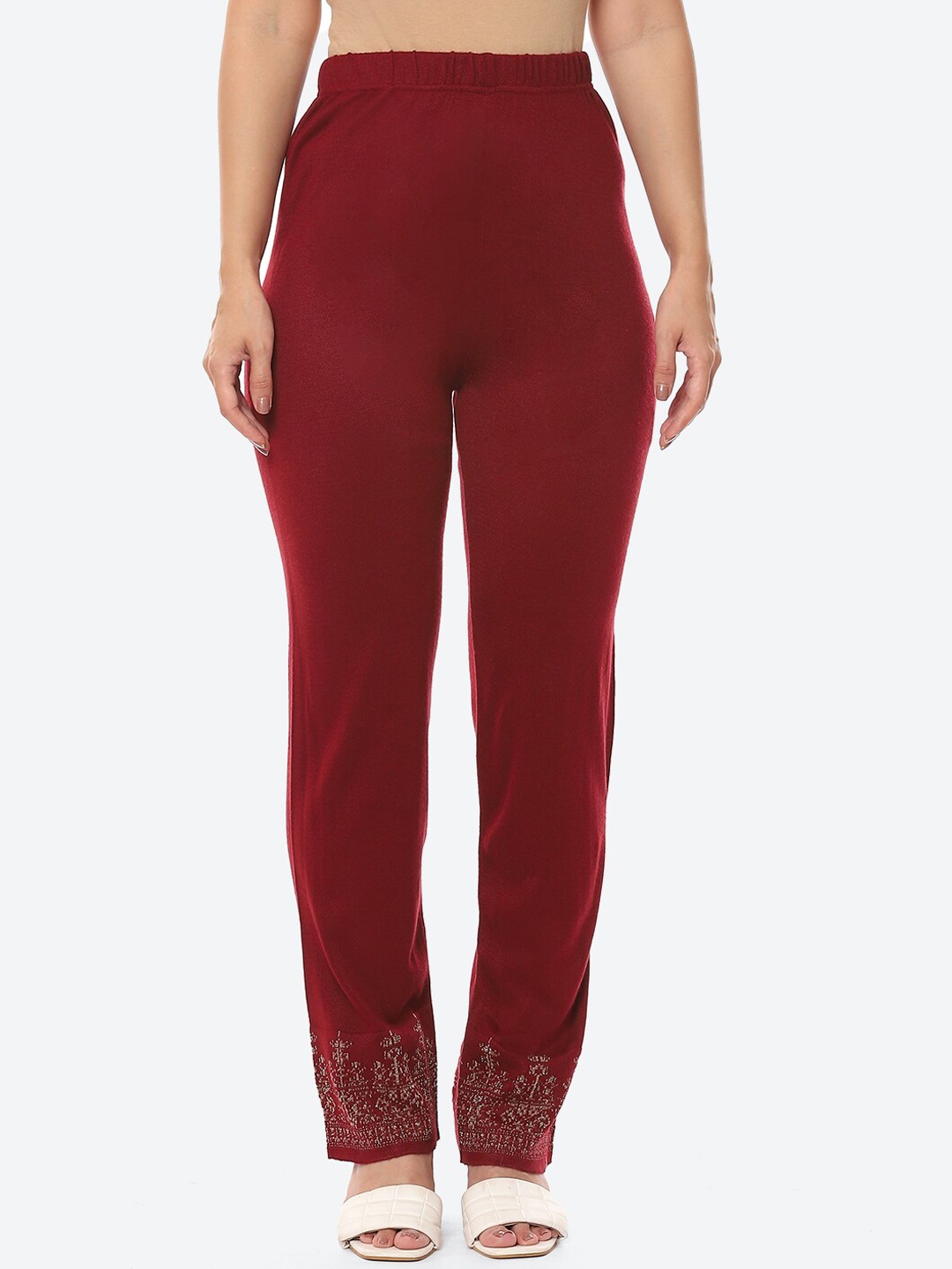 

Biba Women Red Smart Slim Fit Trousers