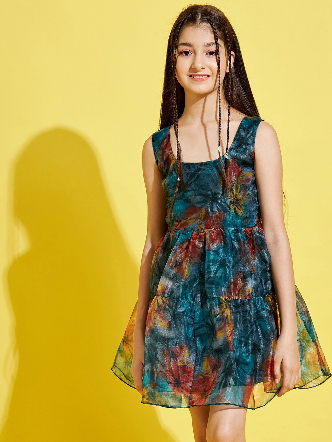 

Cherry & Jerry Girls Teal & Rust Floral Dress