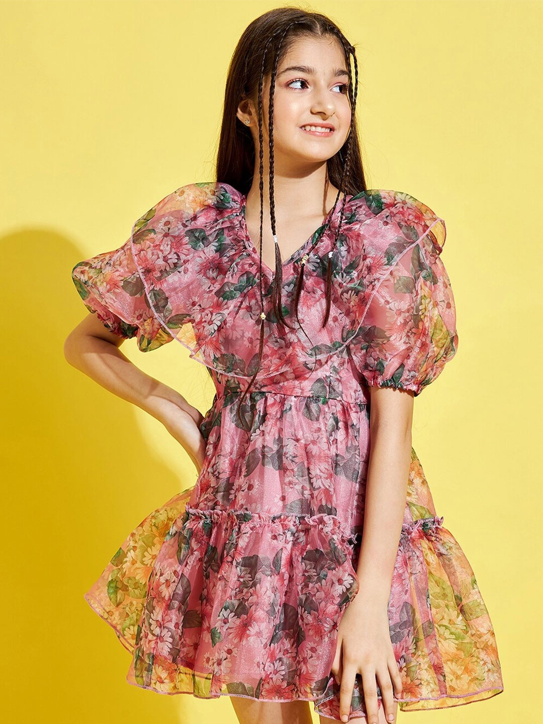 

Cherry & Jerry Girls Pink & Green Floral Dress
