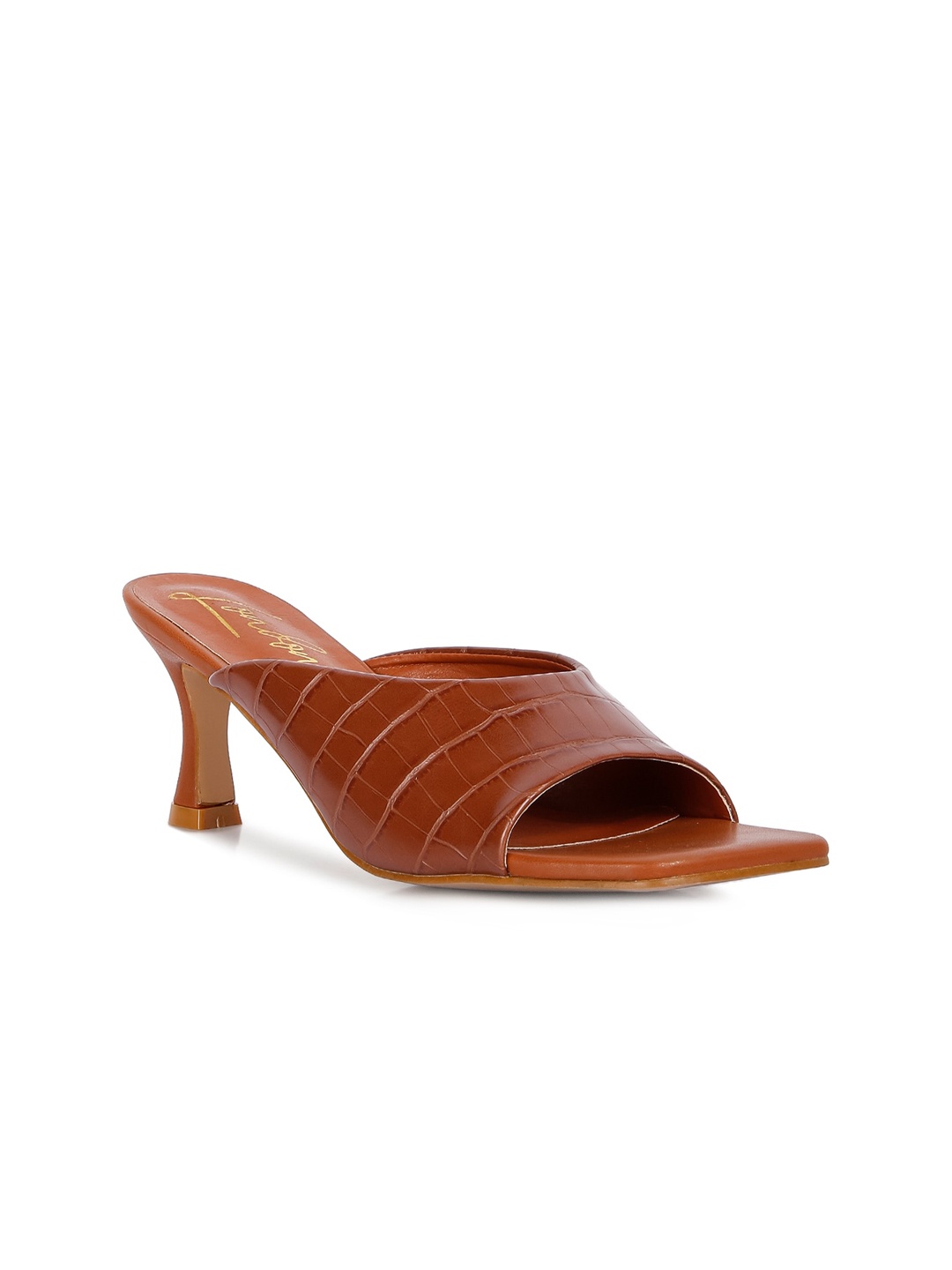

London Rag Tan Striped Kitten Heels