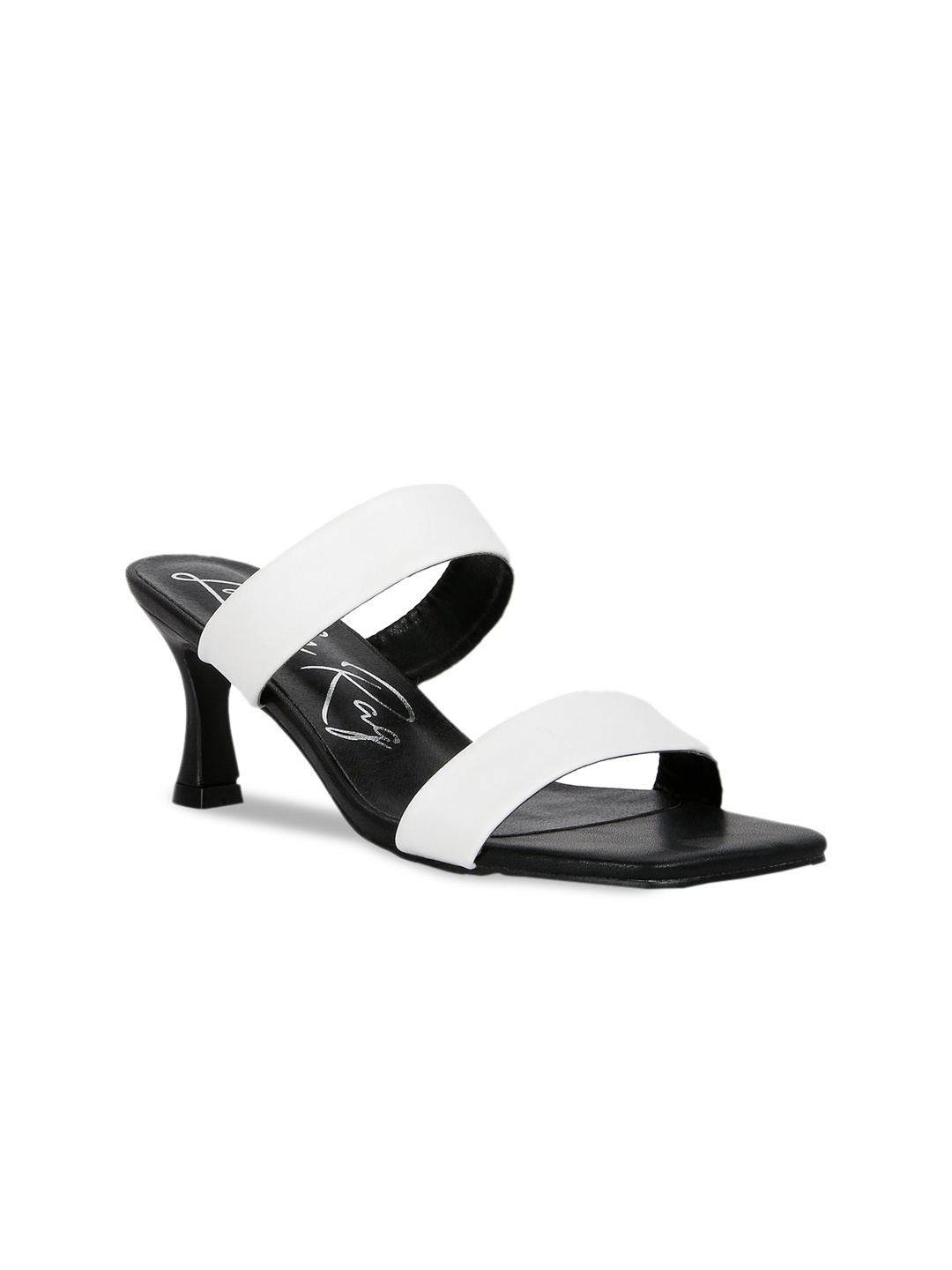 

London Rag White & Black Colourblocked Kitten Heels