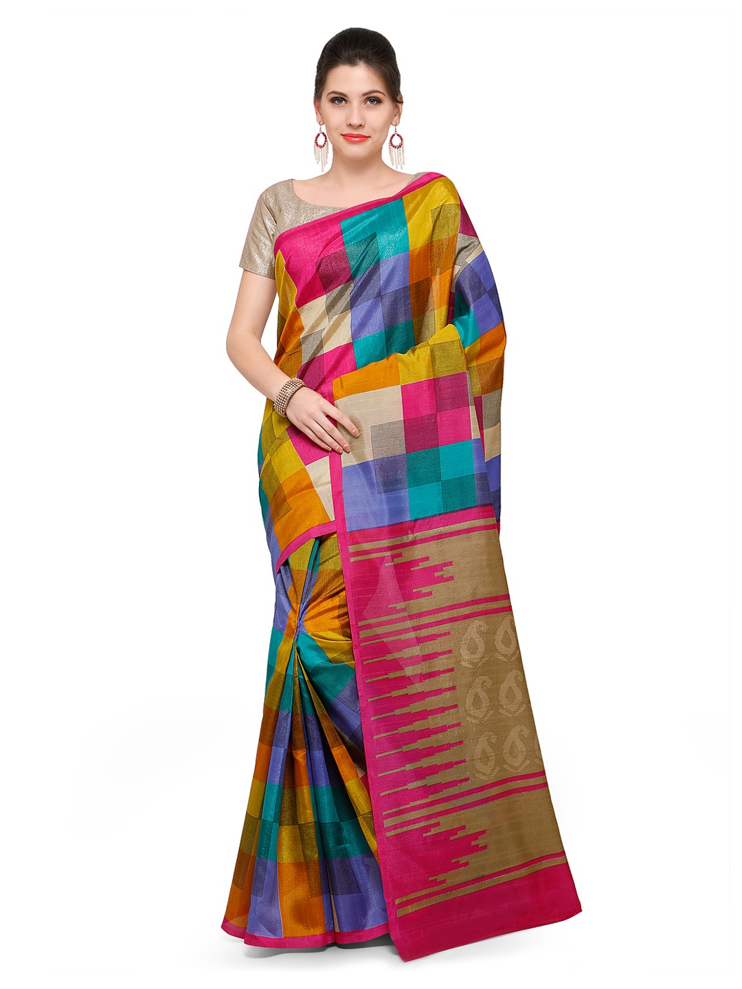 

Saree mall Multicoloured Art Silk Printed Bhagalpuri Saree, Multi