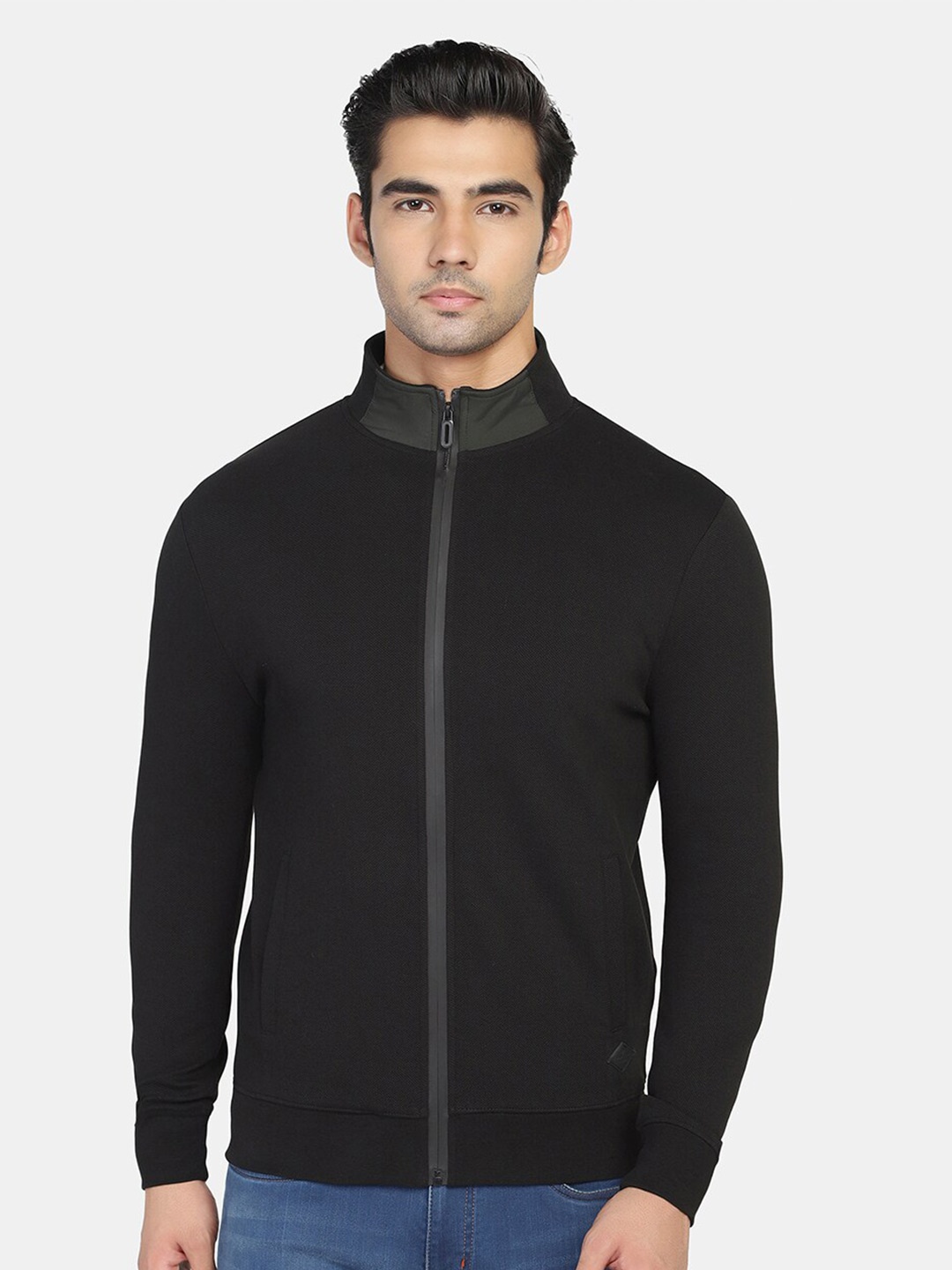 

Blackberrys Men Black Mock Collar Sweatshirt