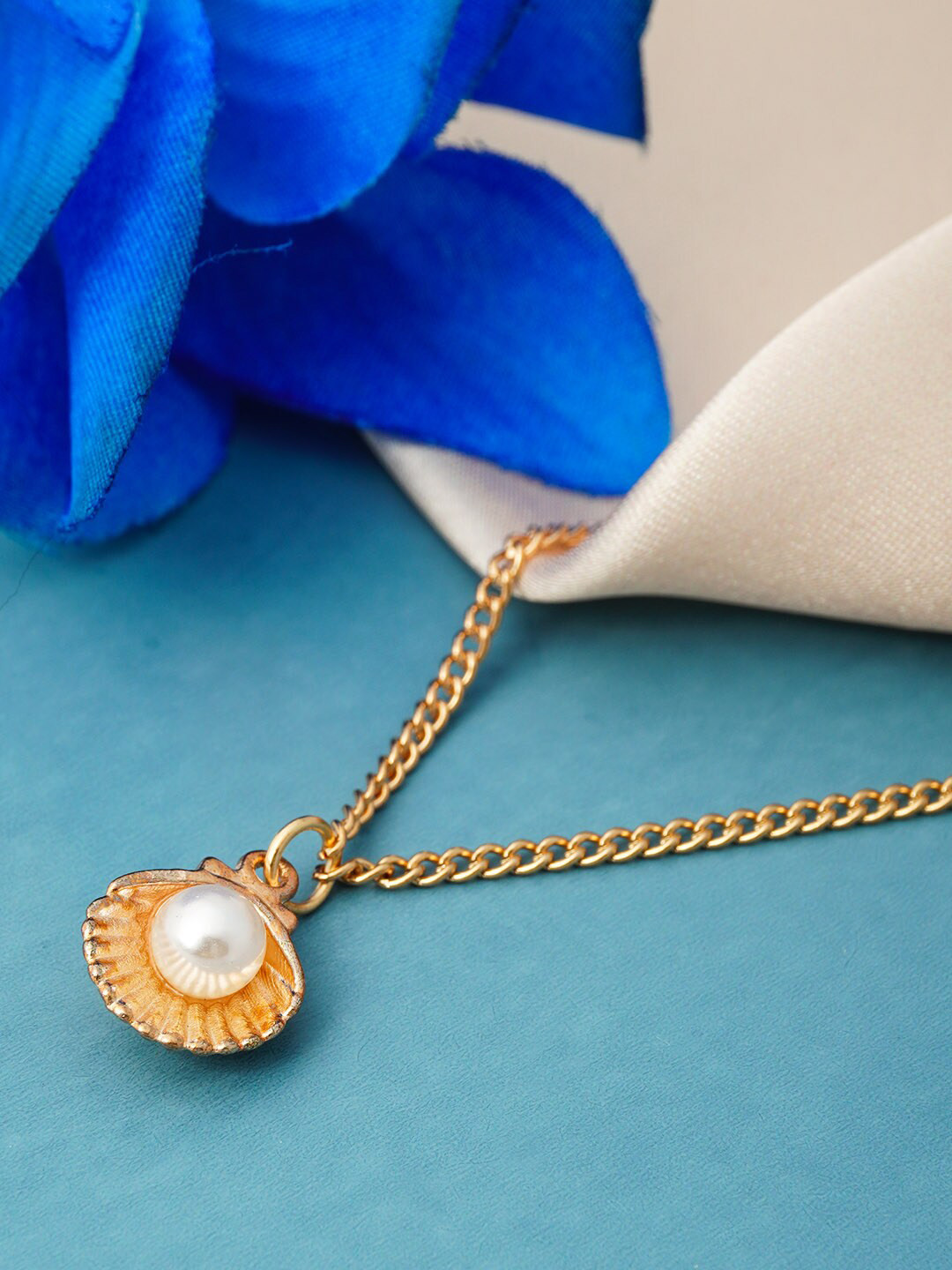 

Emmie Gold-Toned & White Pearl Golden Chain Necklace