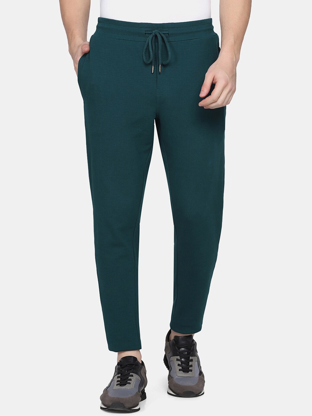 

Blackberrys Men Teal Blue Solid Cotton Slim-Fit Track Pant