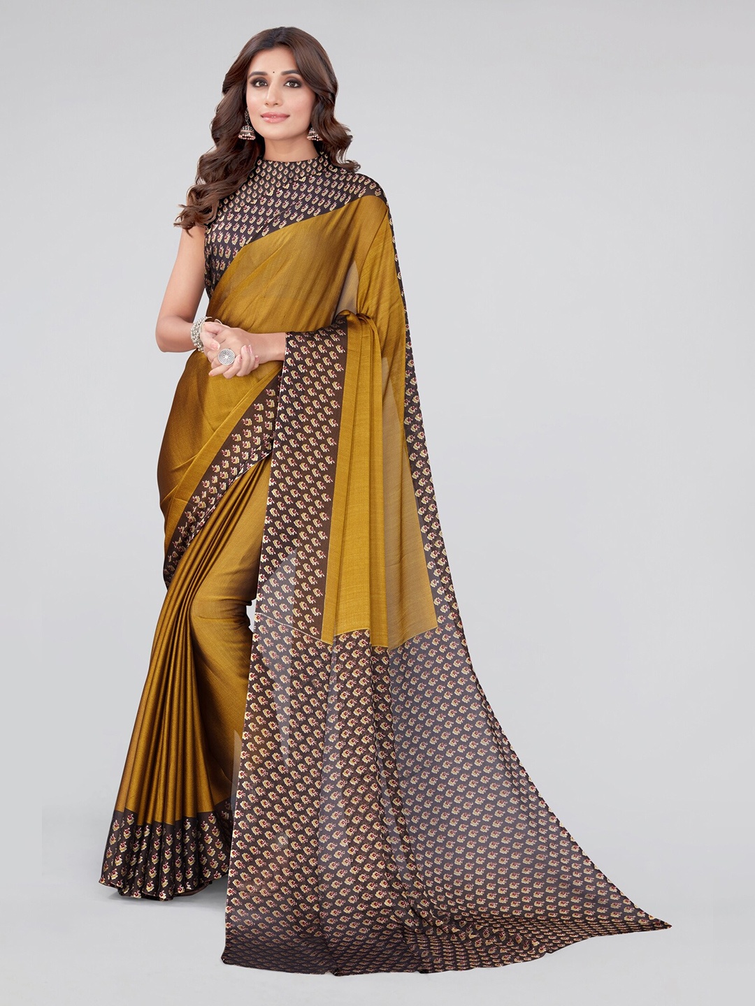 

MIRCHI FASHION Mustard & White Border Printed Saree