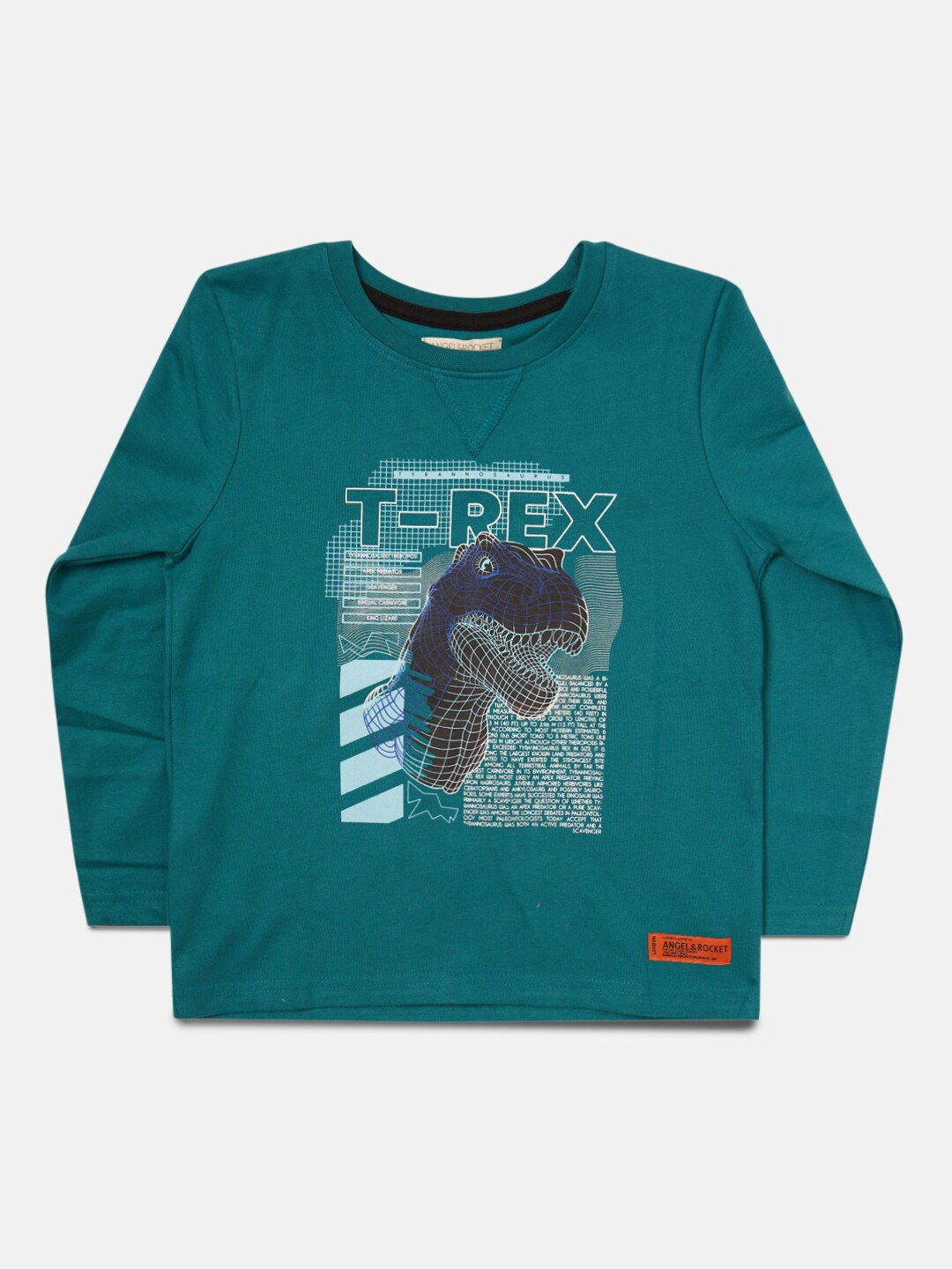 

Angel & Rocket Boys Teal Printed Cotton T-shirt