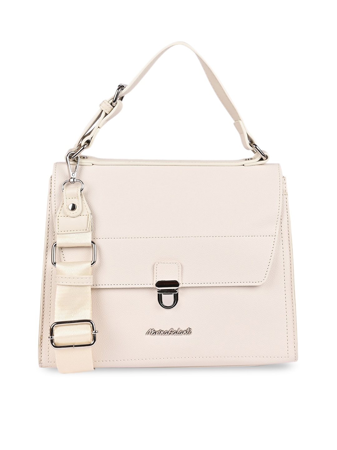 

Marina Galanti Off White Structured Satchel Bag with Quilted
