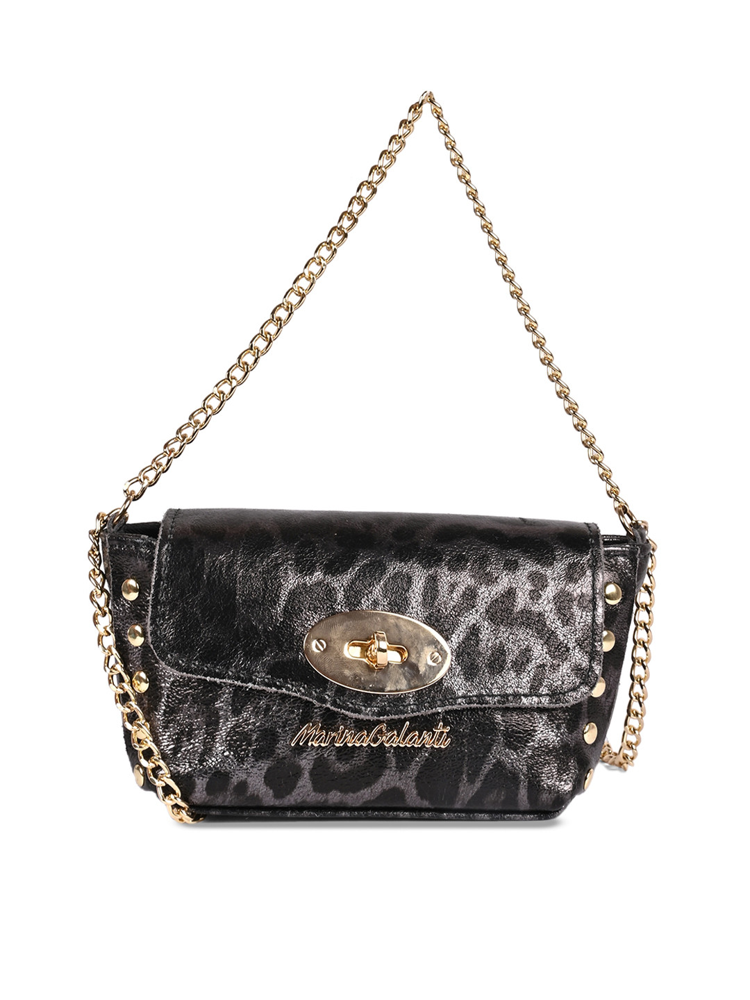 

Marina Galanti Women Black Animal Printed PU Structured Sling Bag