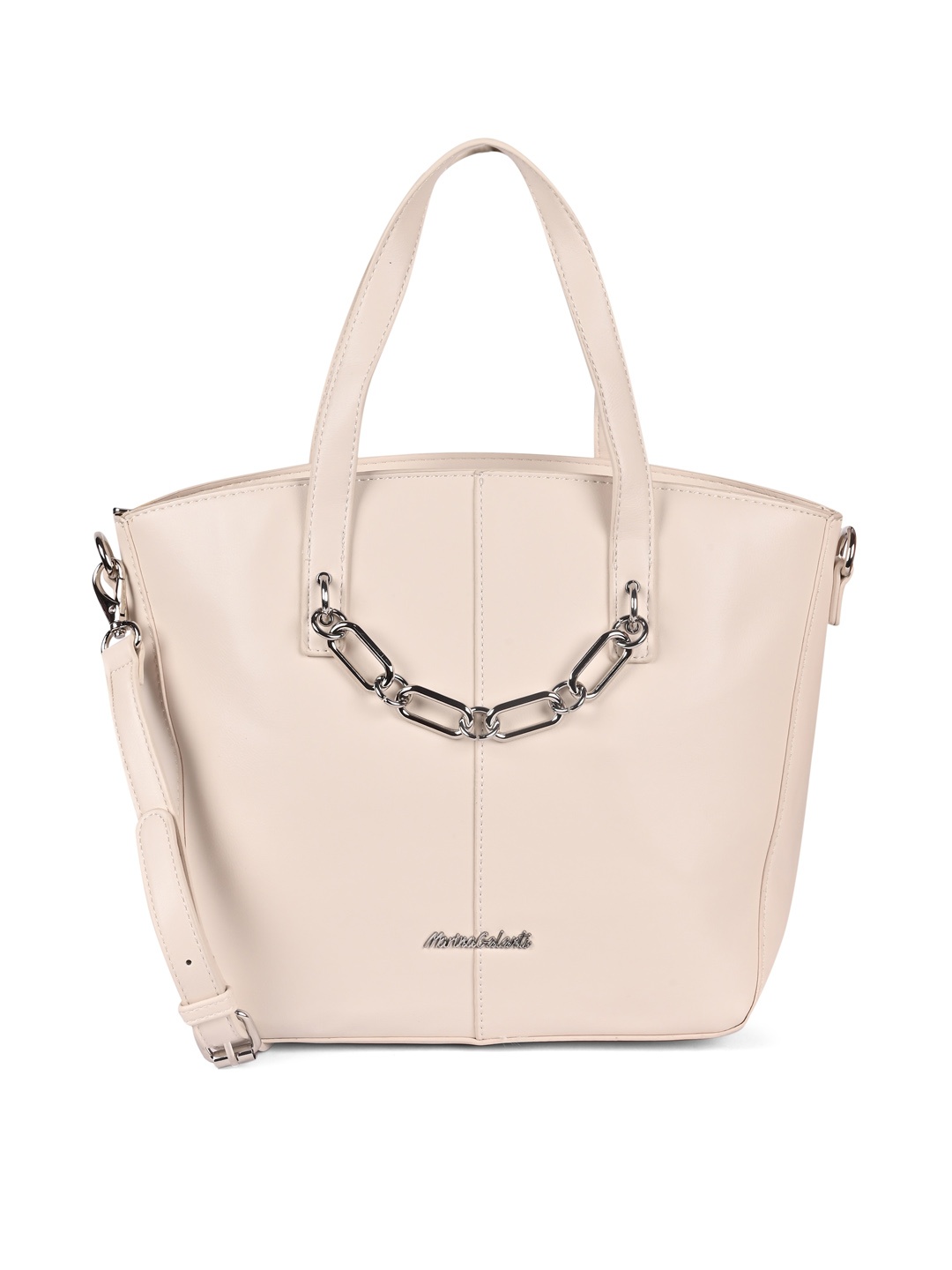 

Marina Galanti Structured Handheld Bag With Link Chain Embellished Detail, Off white
