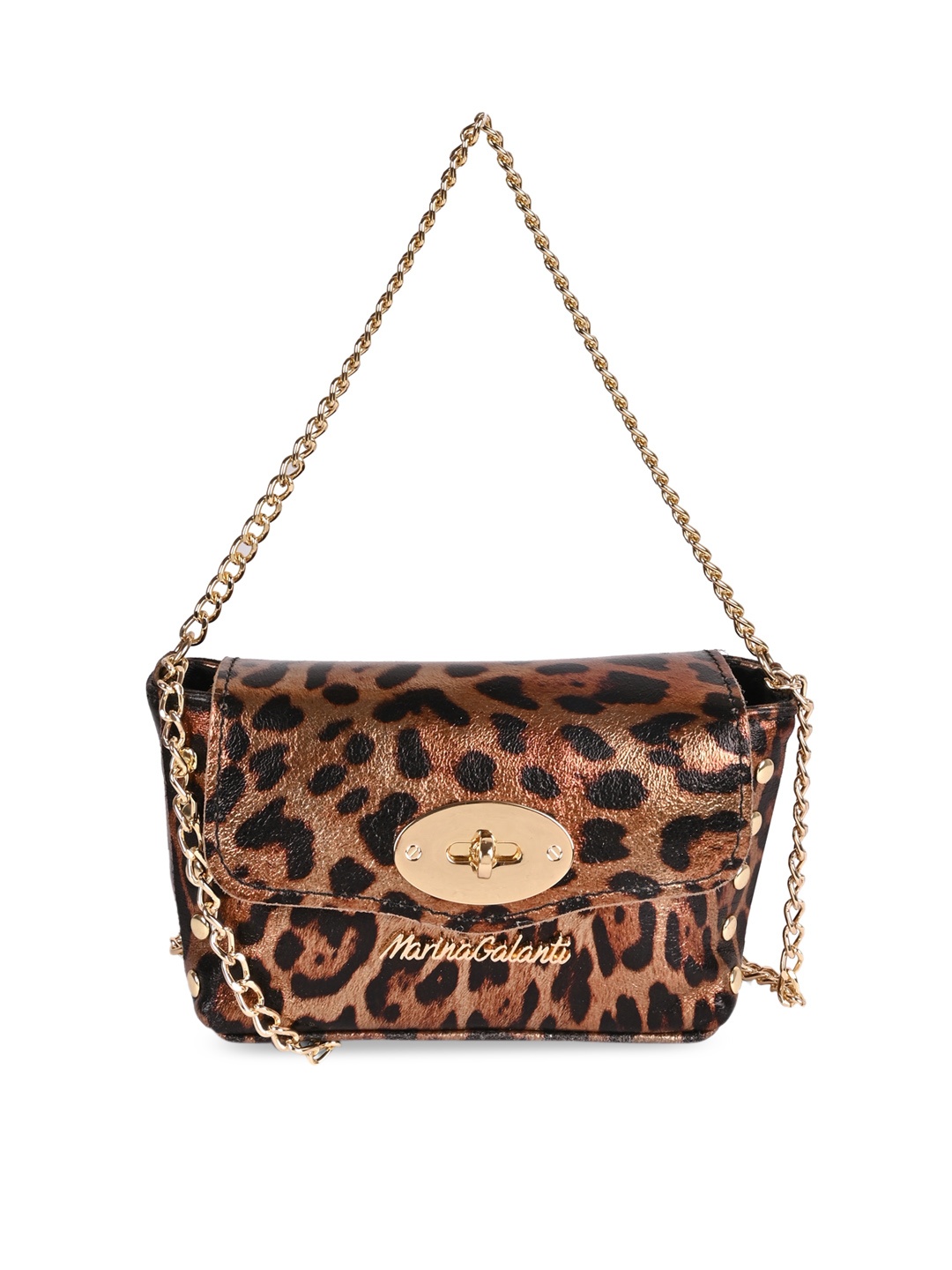 

Marina Galanti Women Brown Animal Printed PU Structured Sling Bag