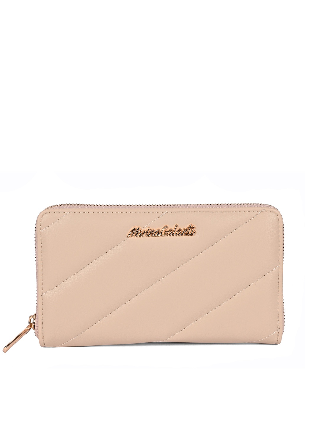 

Marina Galanti Women Beige Textured Zip Around Wallet