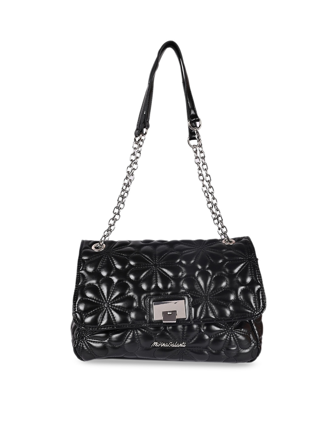 

Marina Galanti Women Black PU Structured Shoulder Bag with Quilted