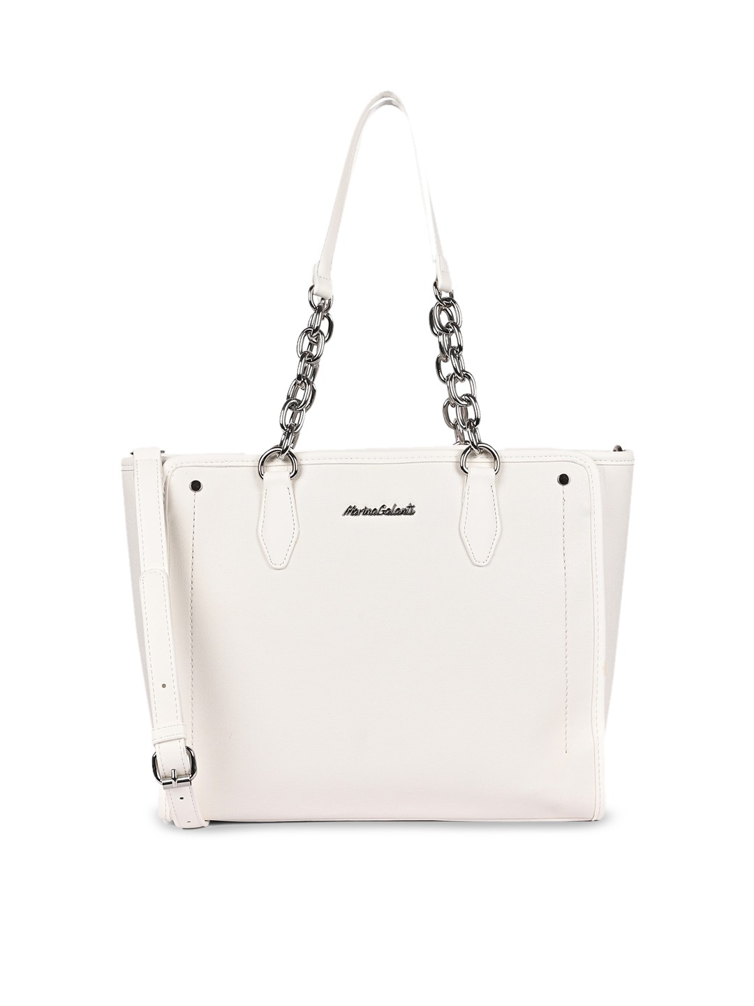 

Marina Galanti Women White PU Structured Shoulder Bag