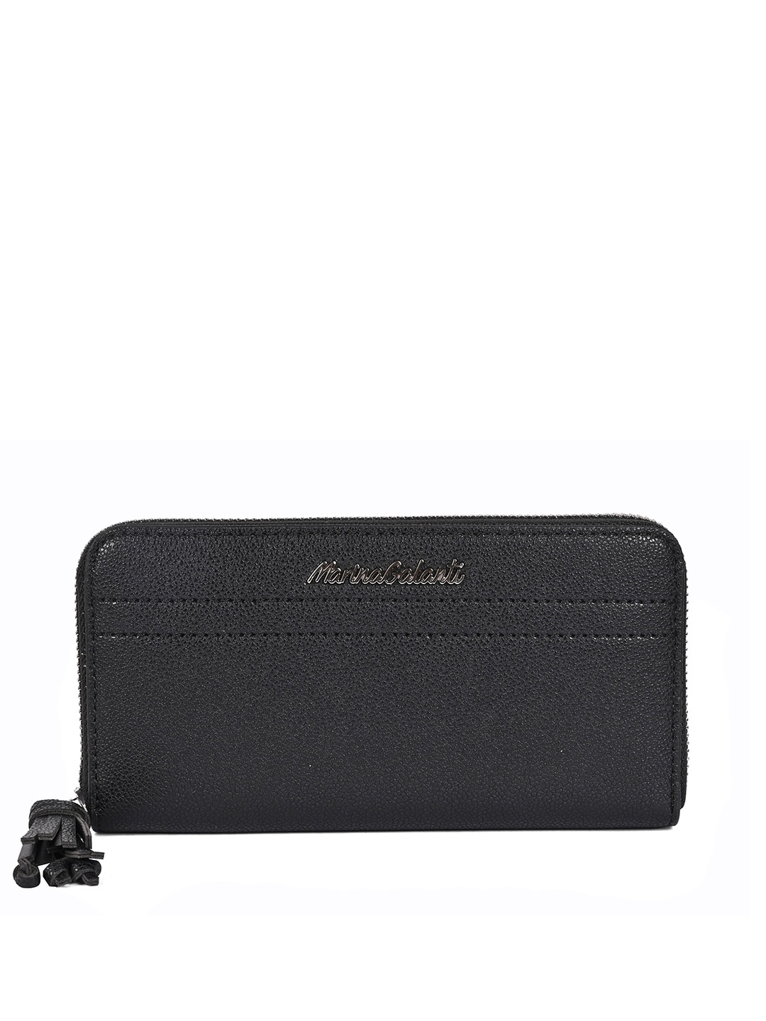 

Marina Galanti Women Black Textured Zip Around Wallet