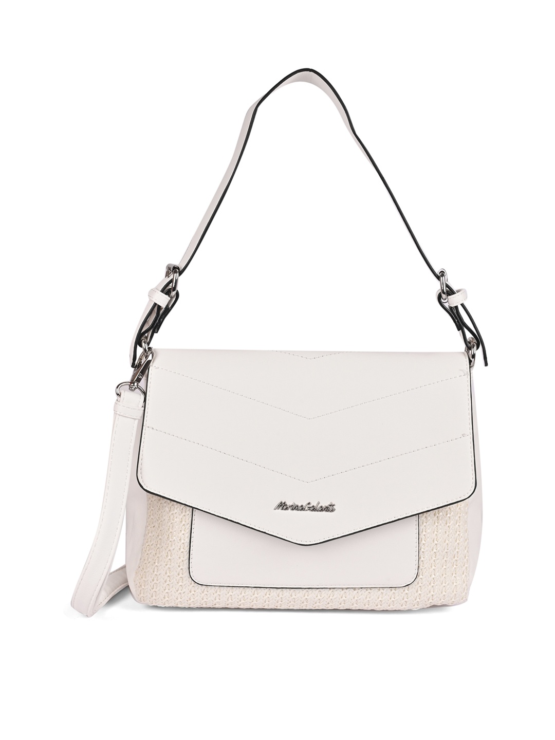 

Marina Galanti Women White Textured PU Structured Handheld Bag