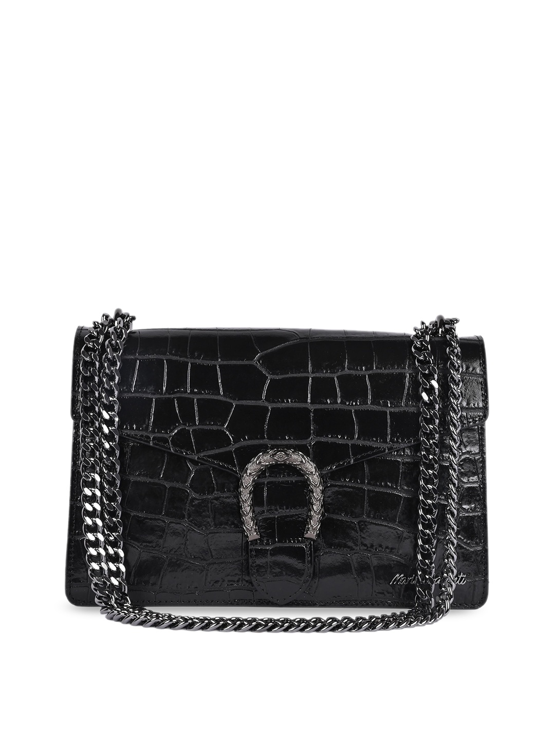 

Marina Galanti Women Black Animal Textured PU Structured Shoulder Bag