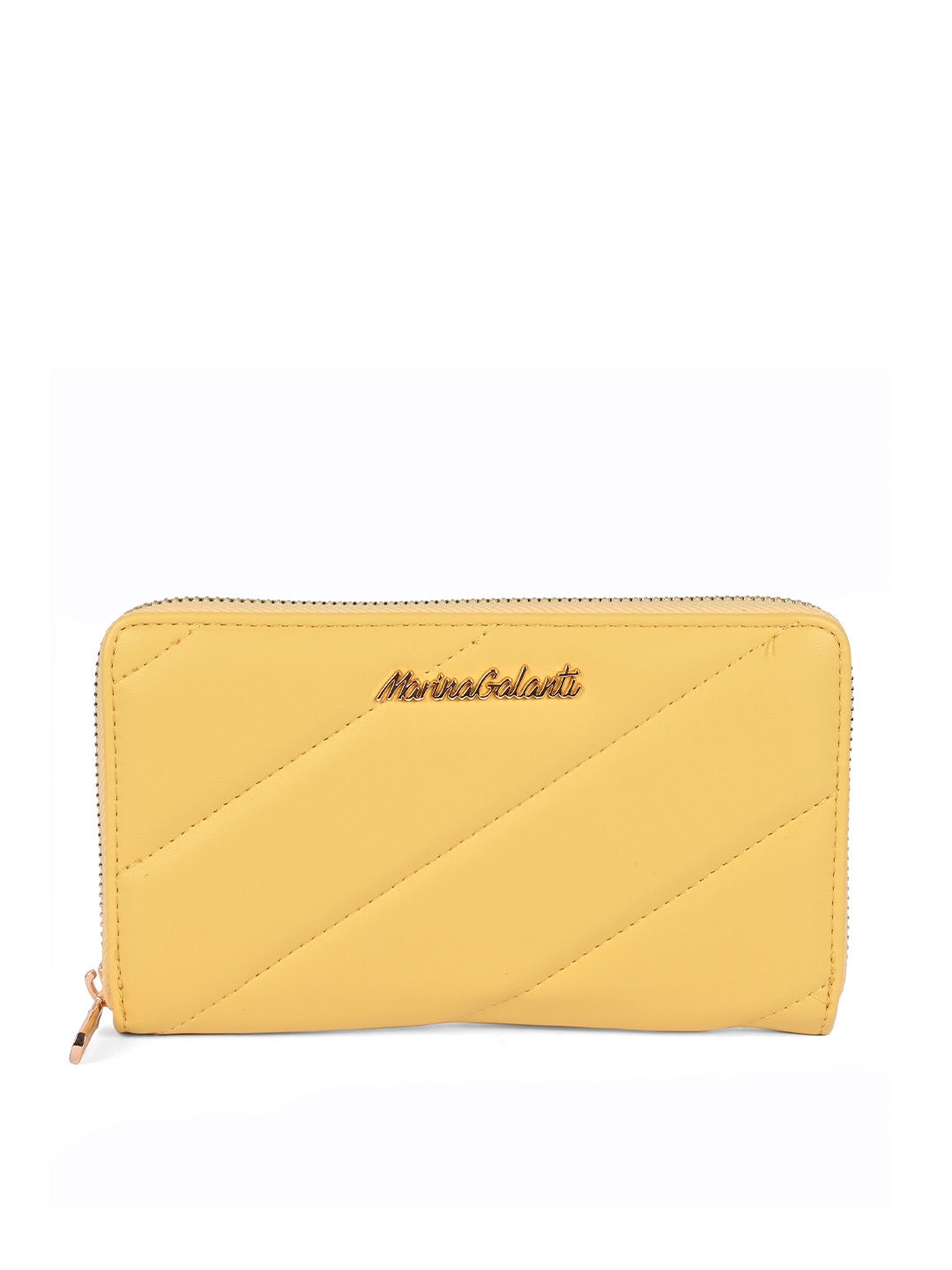 

Marina Galanti Women Yellow Textured Zip Around Wallet
