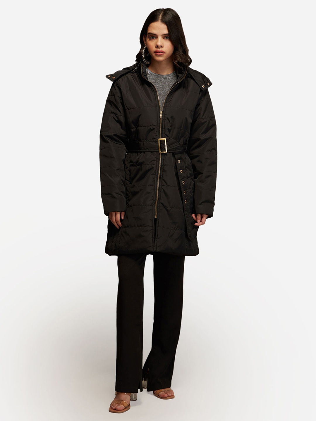 

20Dresses Women Black Longline Parka Jacket