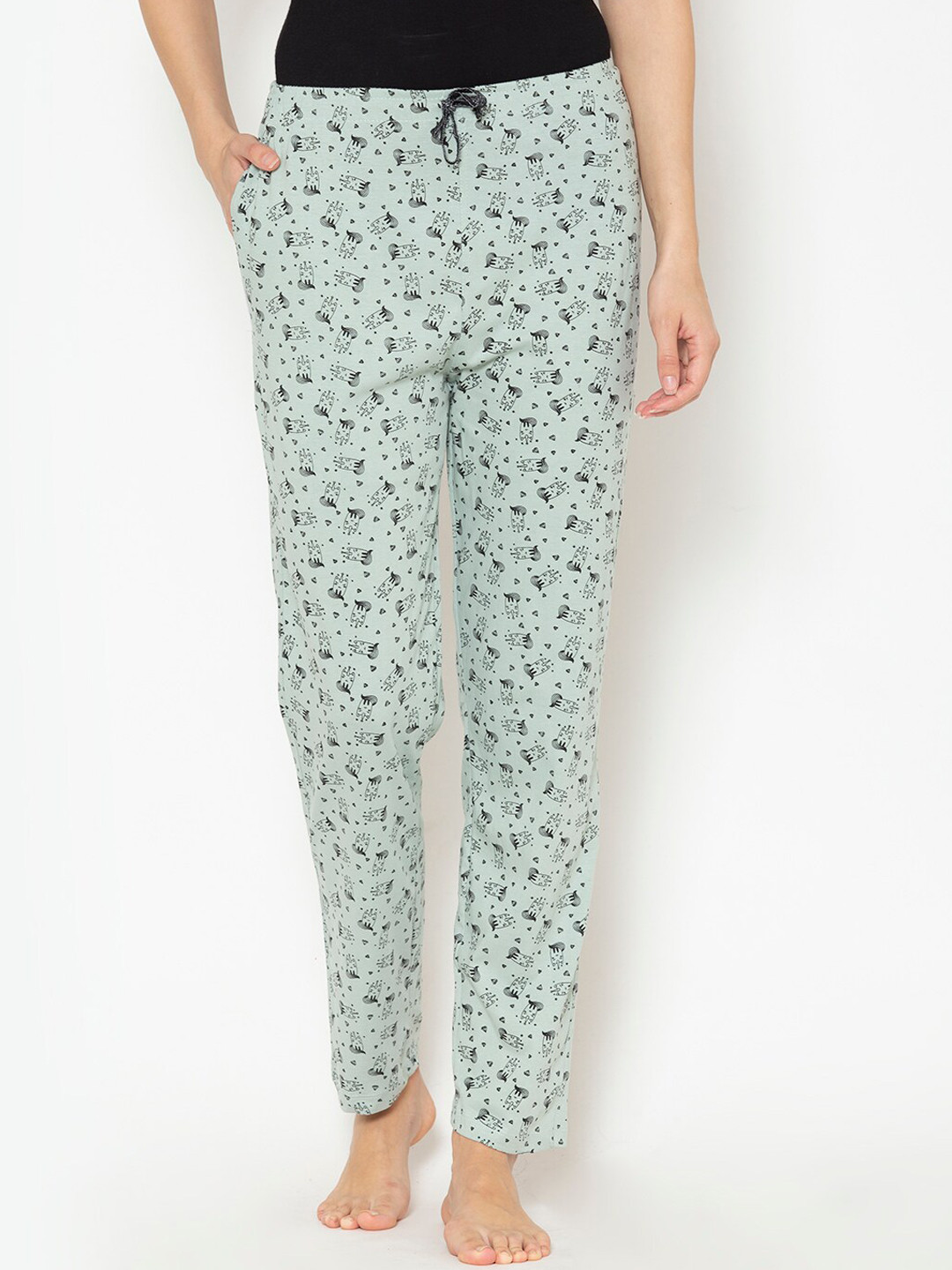 

Lounge Dreams Women Green Printed Pure Cotton Lounge Pants