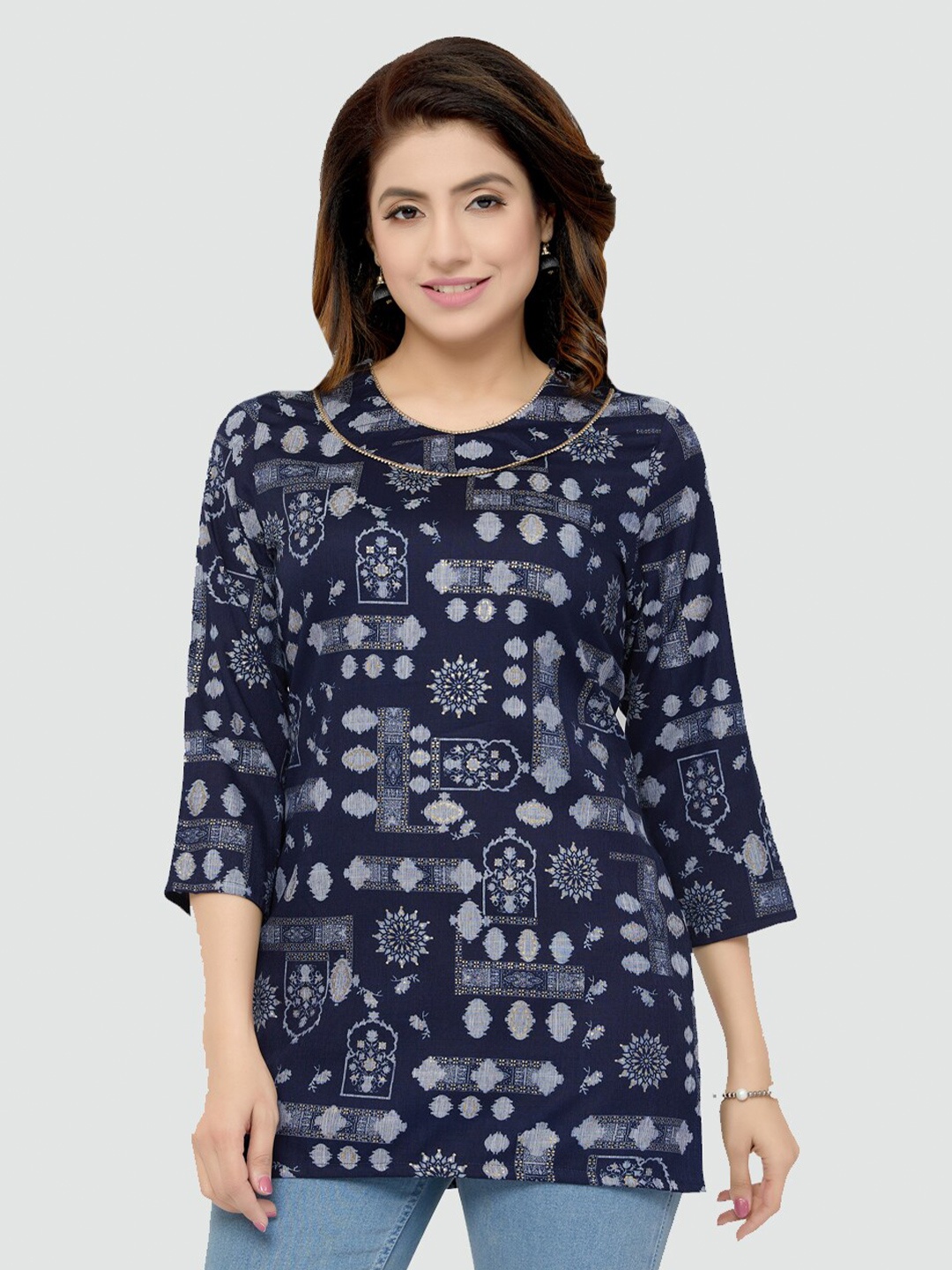 

Saree Swarg Blue Ethnic Motifs Printed Kurti