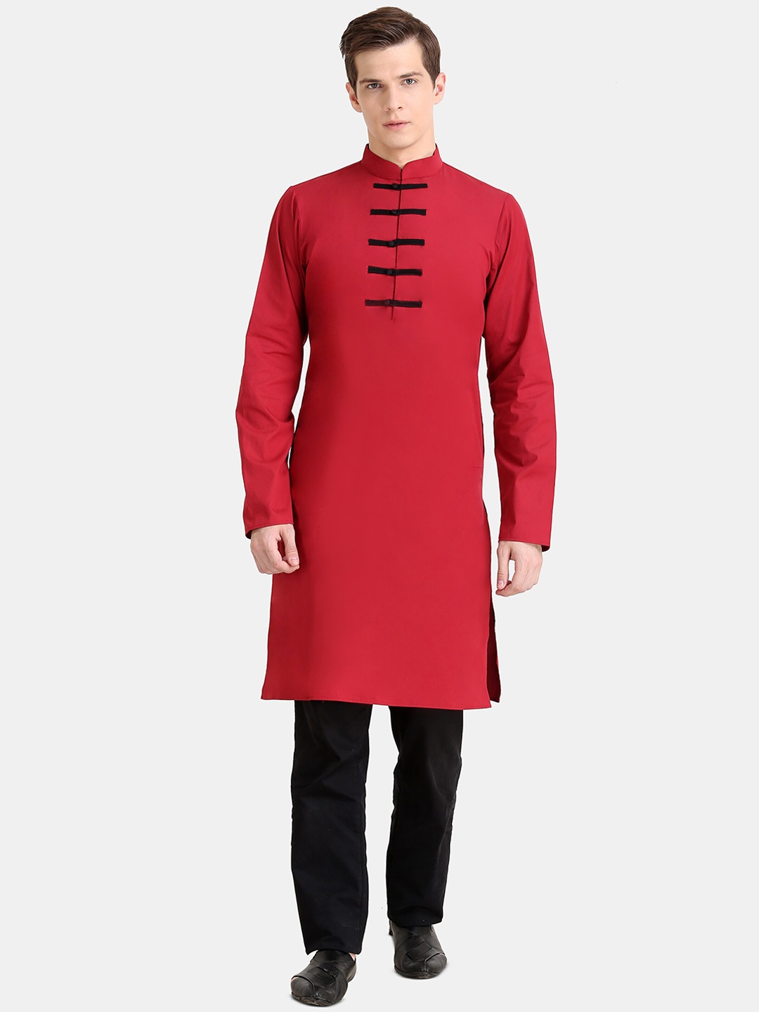 

Raas Men Maroon Yoke Design cotton Kurta