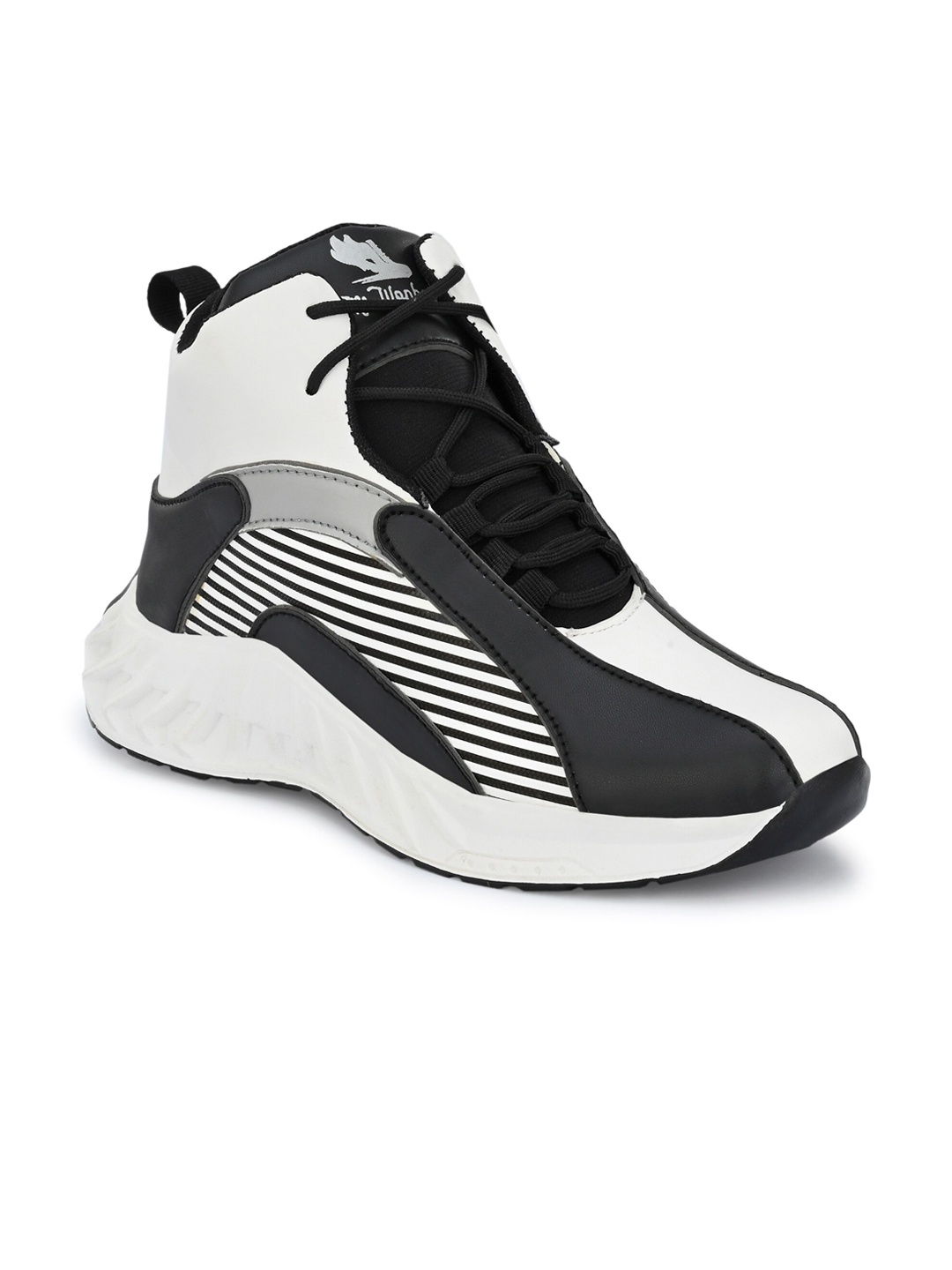 

mr wonker Men Black Striped High-Top Sneakers