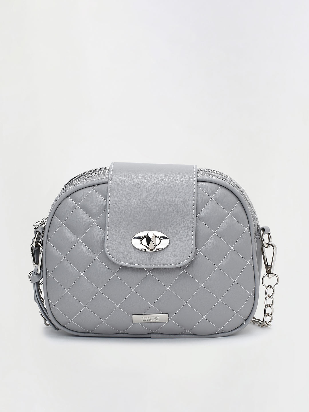 

CODE by Lifestyle Grey Structured Sling Bag with Quilted