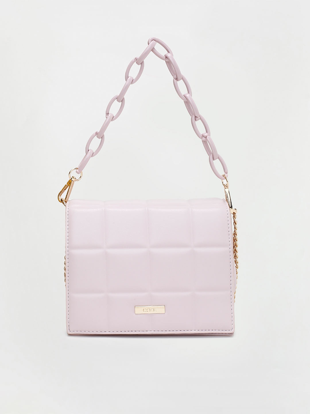 

CODE by Lifestyle Pink Checked Structured Sling Bag with Quilted