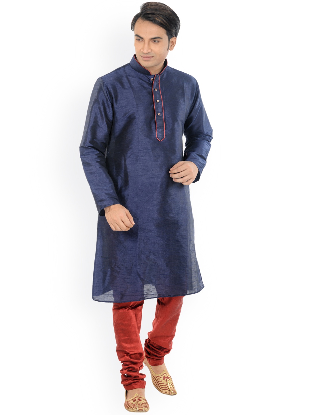 

DEYANN Men Navy Blue Solid Straight Kurta